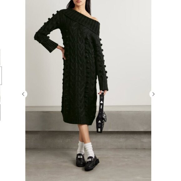 NWT Farm Rio XS Black Braided Midi Fall Winter Sweater Anthropologie Dress - Picture 1 of 10